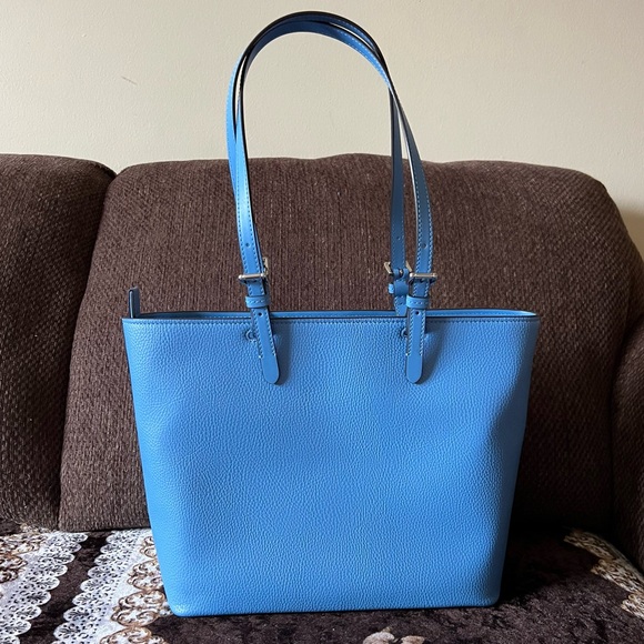 MICHAEL KORS South Pacific Blue Medium Silver-Tone Hardware Tote Handbag NWT - Picture 11 of 15